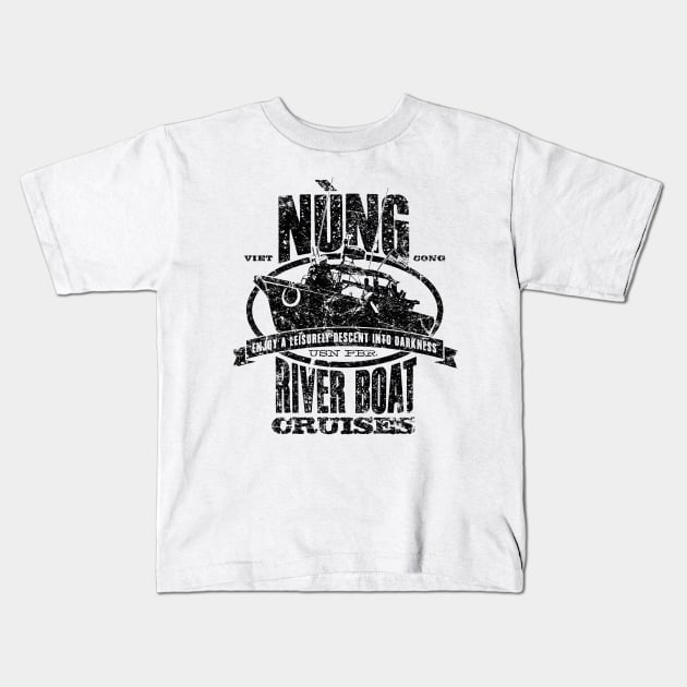 Nung River Boat Cruise Kids T-Shirt by MindsparkCreative